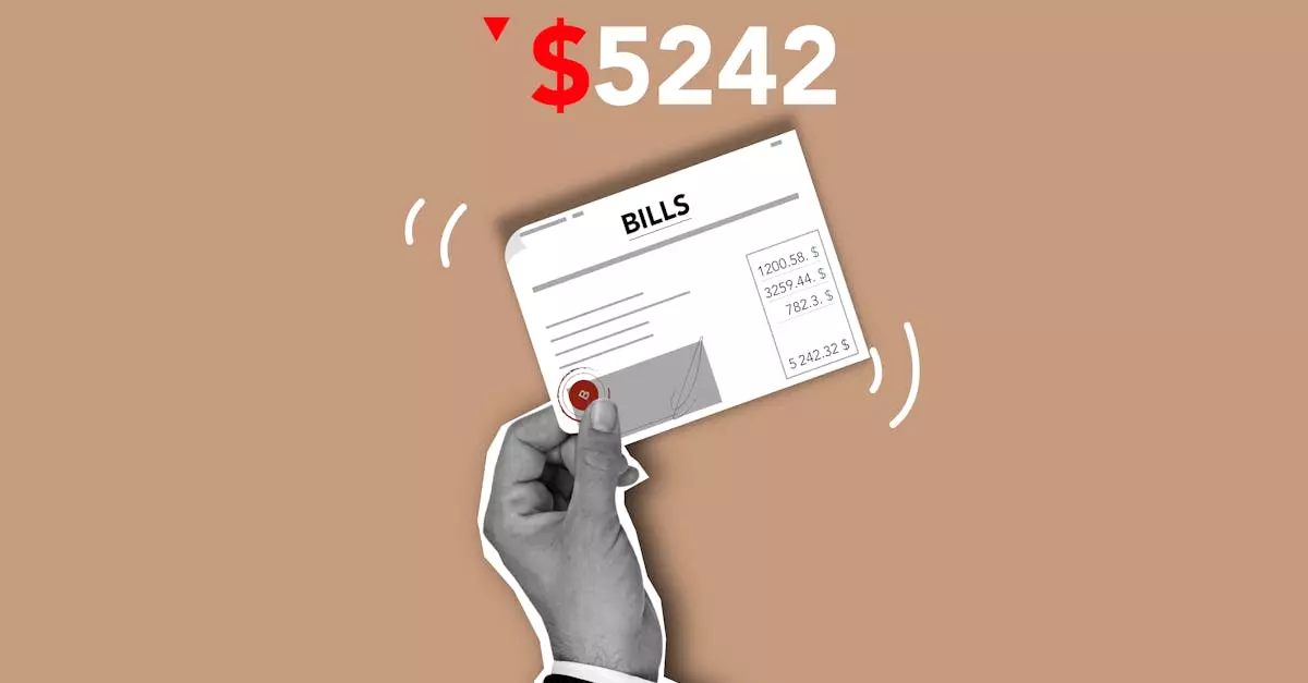 Minimalist-artwork-depicting-bill-payment-concept-with-financial-elements-on-a-brown-background